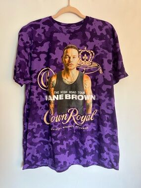 KANE BROWN THE HIGH ROAD TOUR CROWN ROYAL SPONSOR PURPLE GRAPHIC MENS T-SHIRT XL